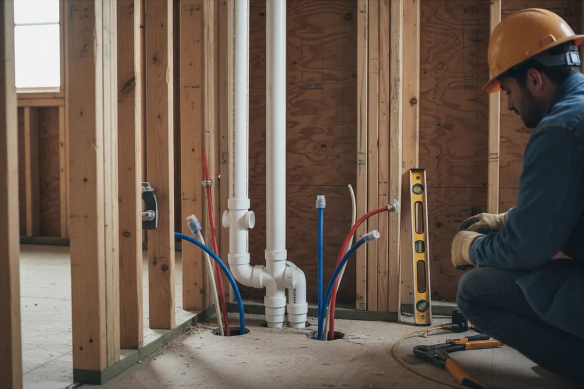 Drain and supply rough-in during Sump Pump Repair in Dulac